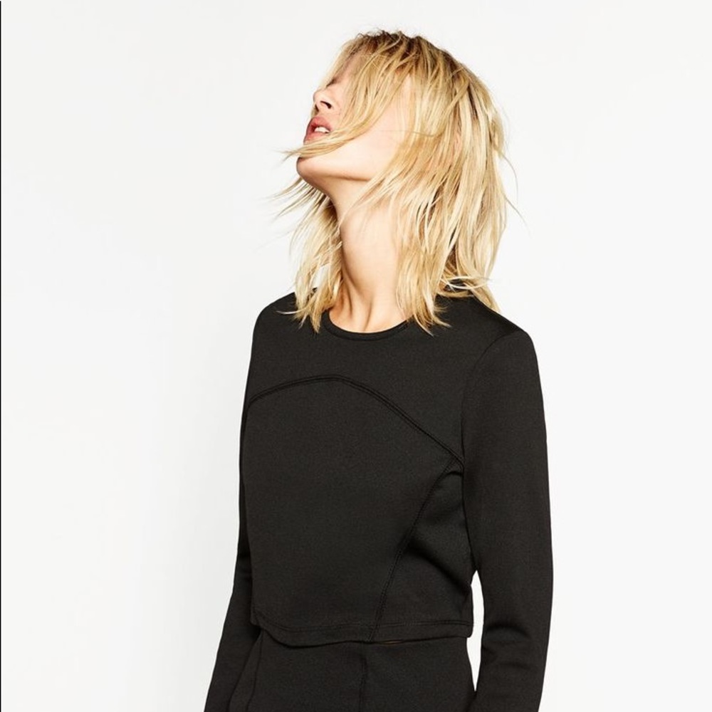 NWT Zara long sleeve black crop top